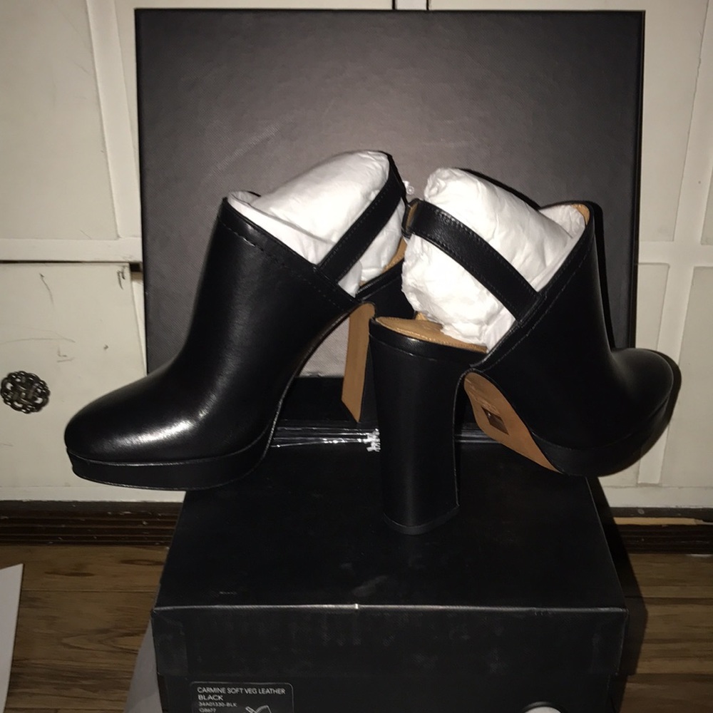 COACH CARMINE BLACK SOFT -premium  LEATHER HIGH HEELED MULE-LAST PAIR SIZE 7 - Picture 6 of 9